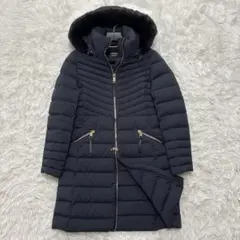 トミーフィルフィガー ロング ダウンコート ファー　フード Aライン 紺 S