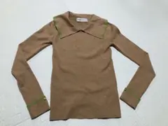 TINA : JOJUN ロングスリーブニット　襟　M 金ボタン