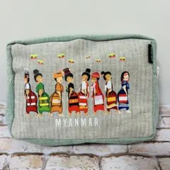 【ミャンマー製】大きめポーチ13×17×4.5㎝