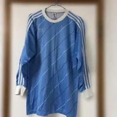 adidas 青 ストライプ 長袖シャツ
