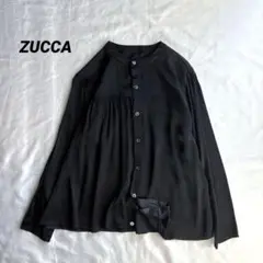 ZUCCA★レーヨン100% とろみギャザーブラウス モード系 アシンメトリー