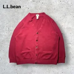 LLBeanコットンカーディガンXXL赤レッド古着