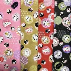 招き猫　猫柄　和柄4枚（4色）セット