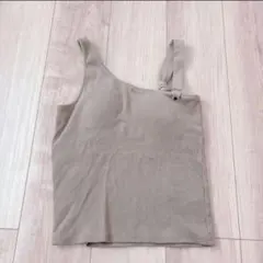 【美品】moussyベージュ リブ編み タンクトップのサムネイル