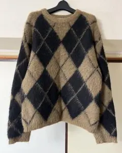 Mila Owenミラオーウェン モヘアアーガイルニットプルオーバー ブラウン