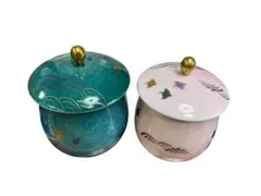 有田焼　深川製磁　金彩波千鳥柄　夫婦湯呑み