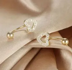 ハート型CZダイヤピアス ゴールド ステンレス製