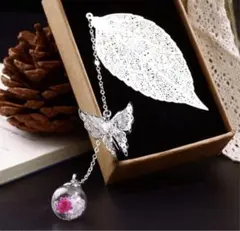 大特価‼️金属製葉っぱブックマーク 3Dバタフライペンダントしおり