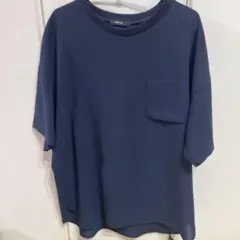 COMME CA ISM ポケット付きTシャツ ネイビー Lサイズ