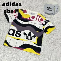 【a1565】adidas 派手 柄 ロゴ カラフル Tシャツ