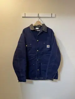 レ*ン様 80s USA製　カバーオールチョアコート　ネイビー紺　カーハート 80s USA製 carharttカーハート ブランケットライナー デニム