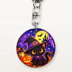 ハロウィン キーホルダー 黒猫 魔女 ランタン レジン ハンドメイド プチギフト