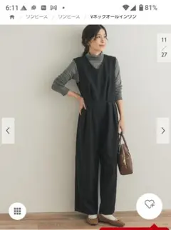 URBAN　RESEARCH　DOORS　ブラック Vネックオールインワン