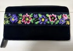 ピ*7様 プチポワン 刺繍 レザー ソフトメガネケース ブルー 久家道子