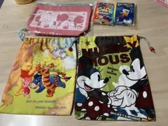 ミッキー・ミニー＆プー さん巾着袋セット　ポーチ　ティッシュ