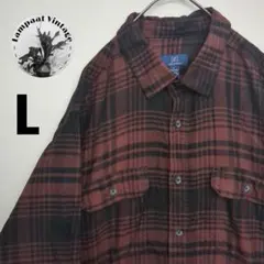 US古着 GEORGE フランネルシャツ L ブラウン