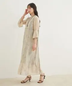 VIS　配色パイピング袖バルーンワンピース
