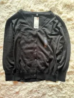 【新品】ユニクロ スーピマコットン カーディガン XL 黒 UVカット