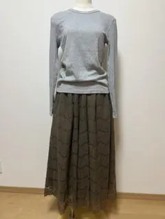UNIQLO 長袖 リブカットソー クルーネック トップス 綿混