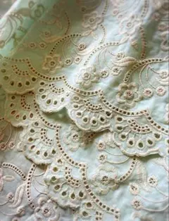 ꕤ︎︎優しいペパーミントグリーンのcottonレース生地ꕤ︎︎122cm×33cmぐらい