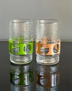 昭和レトロ　HOYAクリスタル　ドット柄グラス　水玉タンブラー　2客セット　レア