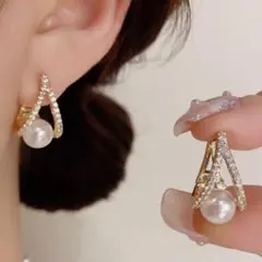 高見え大人かわいい　痛くないイヤリング　ブライダル　結婚式　韓国　スタイリッシュ