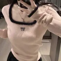 ニット ピンク リボン