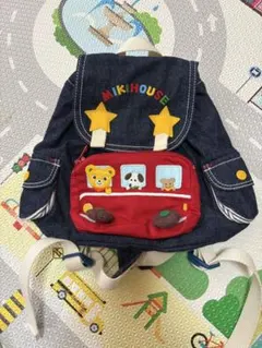 MIKIHOUSE デニムリュック 動物刺繍付き