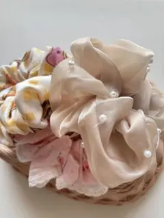 花柄シュシュ 3点セット(scrunchies)