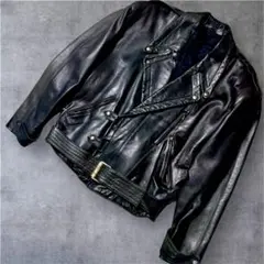 羊革×キュプラ100% ライダースジャケット M ダブルライダース レースアップ