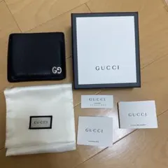 良品　GUCCI グッチ　レザー　GGロゴ　ドリアン　二つ折り財布　ブラック
