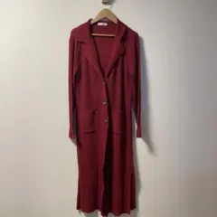 【古着】ロングカーディガン　赤　レッド