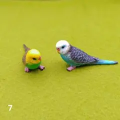 インコ　鳥　ミニチュア　置物 2体セット　ブルー　イエロー　グリーン