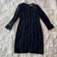 ジャンニロジュディチェ ワンピース 5A2 黒 膝丈 金ボタン 上品 異素材