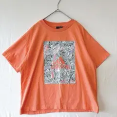 adidas アディダス　ロゴT　Tシャツ コーラルオレンジ XL 鮮やかカラー
