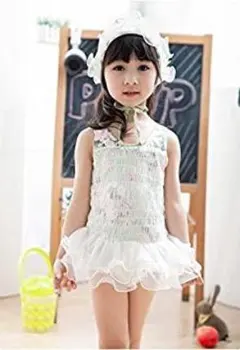 女児水着/女児/水着【90cm】グリーン/女児/女の子/帽子付/ワンピース/新品