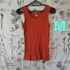 486 UNIQLO オレンジ リブタンクトップ M