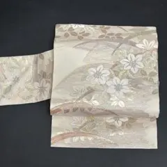 K中古美品 袋帯 夏物 絽地 花模様 銀糸 白系□N80519-19 - メルカリ