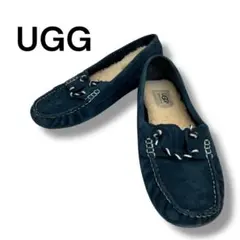 美品　UGG アグ　モカシン　フラットシューズ　ネイビー　スエード　25