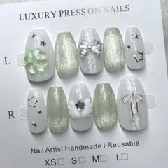 【オーダー作成】ネイルチップ　ウィッシュコア　クローバー×マグネット