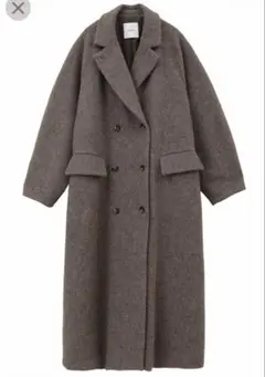 CLANE ダブルブレストロングコート ブラウン