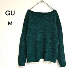 ジーユー　ダークグリーン 長袖ニット M 春　ゆったり　緑　セーター