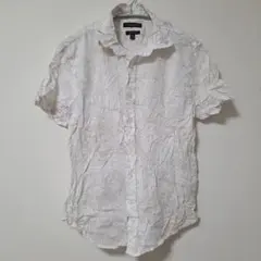 バナナリパブリック ボタニカル 半袖シャツ 【M】 レギュラーカラー リーフ