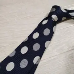 濃紺の水玉ドット　ネクタイ　スーツセレクト