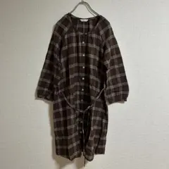 SM2 サマンサモスモス チェック シャツワンピース M ブラウン 綿100%