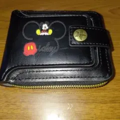 ミッキー 二つ折り財布 ブラック