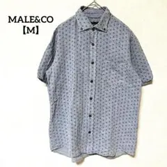 MALE&CO メイルアンドコー 【M】 総柄　半袖　シャツ　麻　綿　グレーのサムネイル