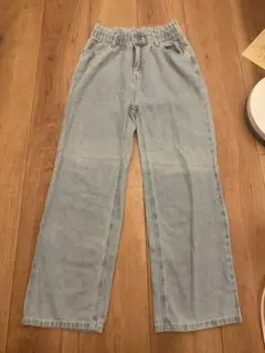 レディース デニムパンツ ライトブルー ウエストゴムのサムネイル