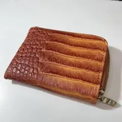 クロコ型押し　L字ファスナー　カード入れ　ミニ財布　コンパクトウォレット