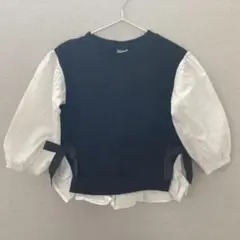 【Bee des Bee】ベスト　レイヤード風 トップス　ブラック　100